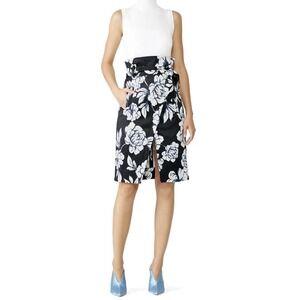 Marissa Webb Navy White Floral Ella Ottoman Skirt Size 6‎ High Waist Pockets